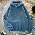 Loose Pocket Hoodies Women's Fleece Flannel Pullover Female Sweatshirt